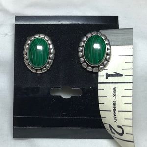 South Western Silver Malachite Post Earrings